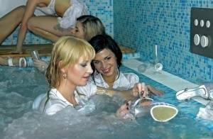Smoking hot lesbians licking each other's slits in the pool on girlsfans.net