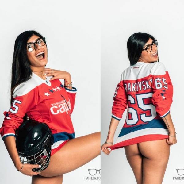 Mia Khalifa Hockey Jersey Sexy Photoshoot Set  - Usa on girlsfans.net