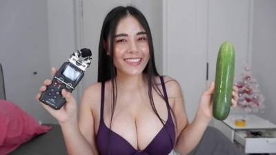 ASMR Wan - Scrathing, tapping on my body at last - Cucumber licking on girlsfans.net