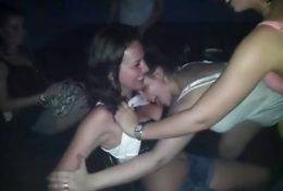 She gets her boobs eaten by friends in nightclub! on girlsfans.net