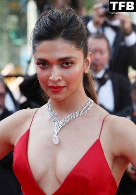 Deepika Padukone Looks Beautiful in a Red Dress During the 75th Annual Cannes Film Festival on girlsfans.net