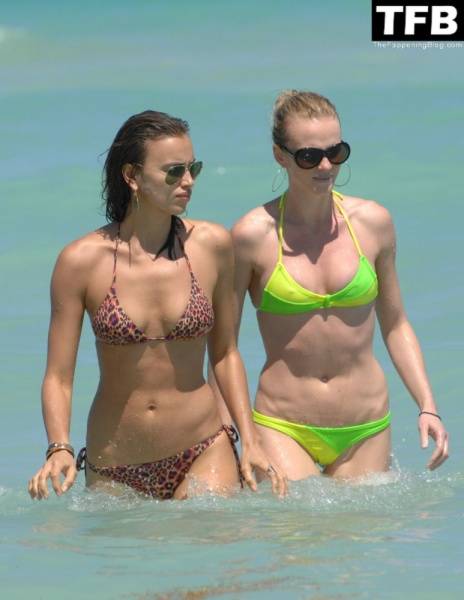 Irina Shayk & Anne Vyalitsyna Enjoy a Day on the Beach in Miami on girlsfans.net