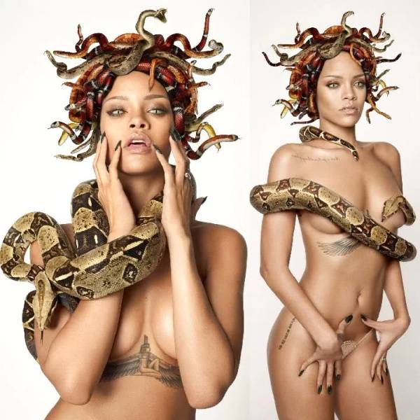 Rihanna Snake Photoshoot Nude Photos  on girlsfans.net