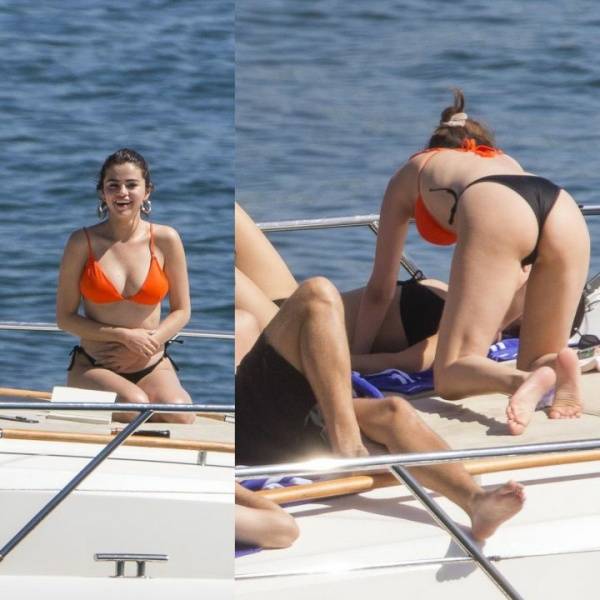 Selena Gomez Thong Bikini On Boat Set  - Usa on girlsfans.net