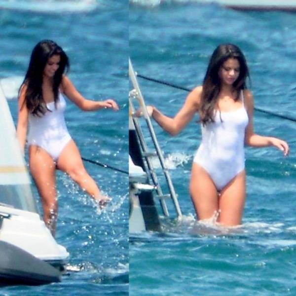 Selena Gomez See Through One Piece Lingerie Beach Set  - Usa on girlsfans.net